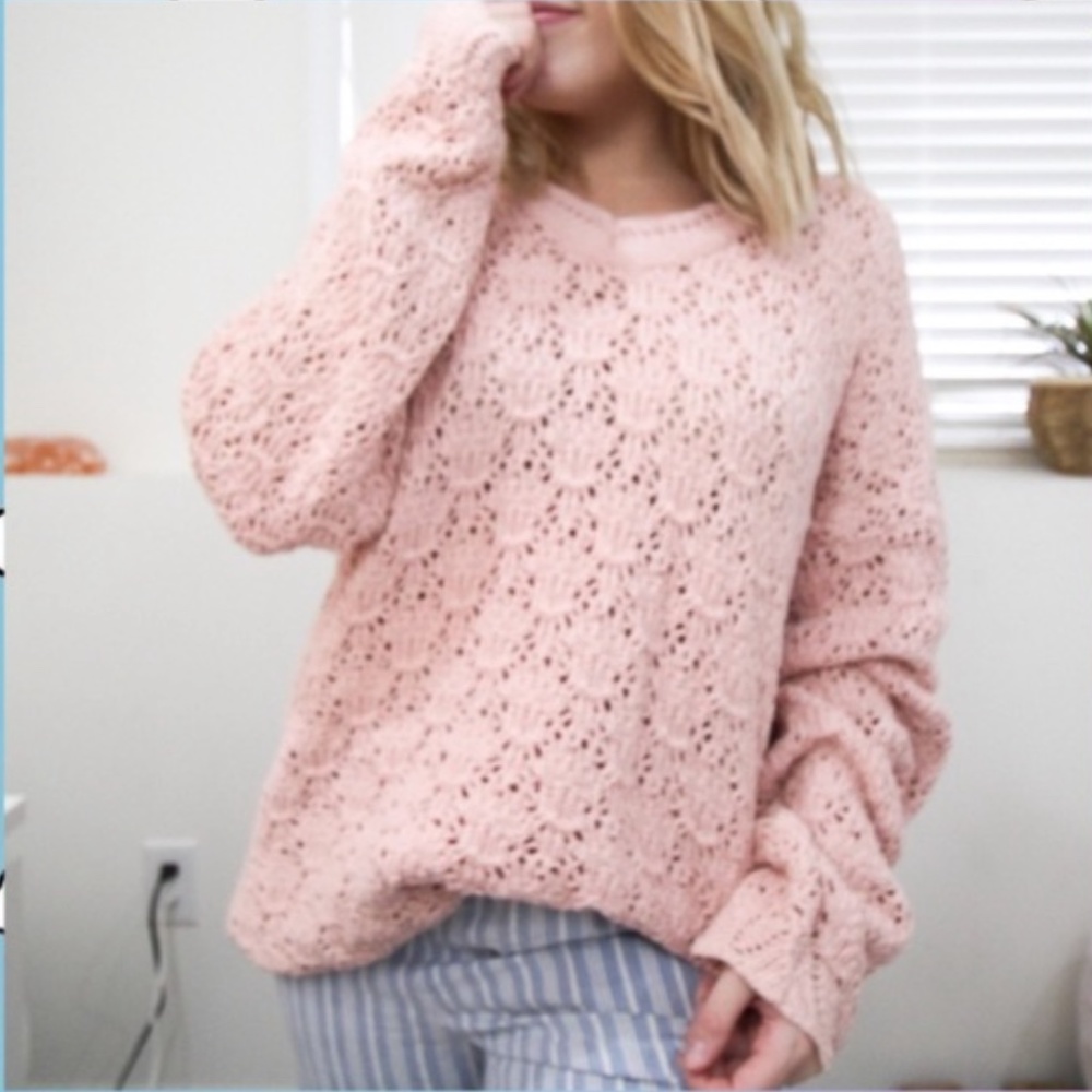 Cotton Forever Oversized Pale Pink Sweater